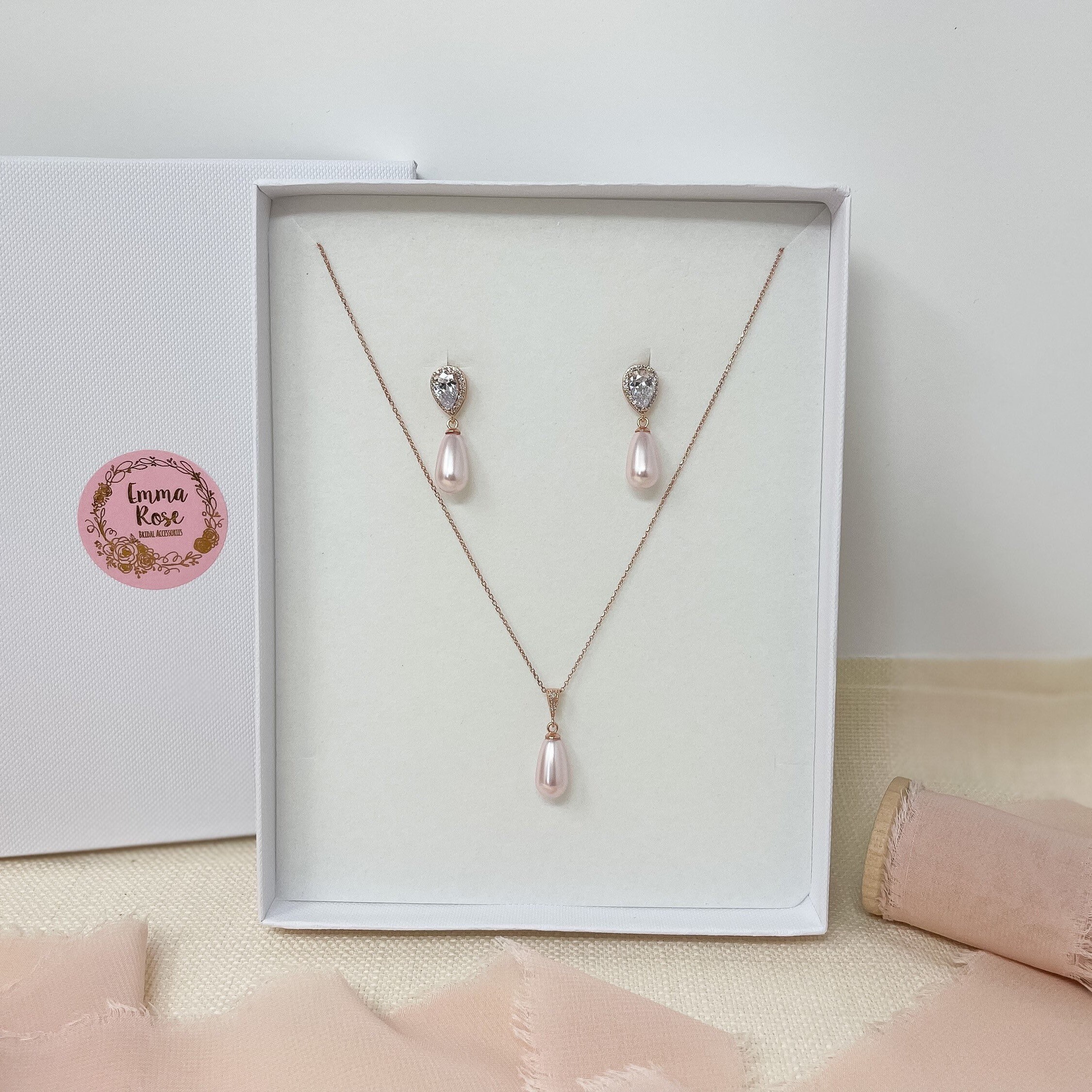 Light Pink Pearl Rose Gold Jewellery 