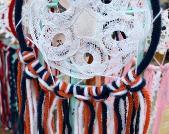 Orange and Blue Astros Doily Dreamcatcher