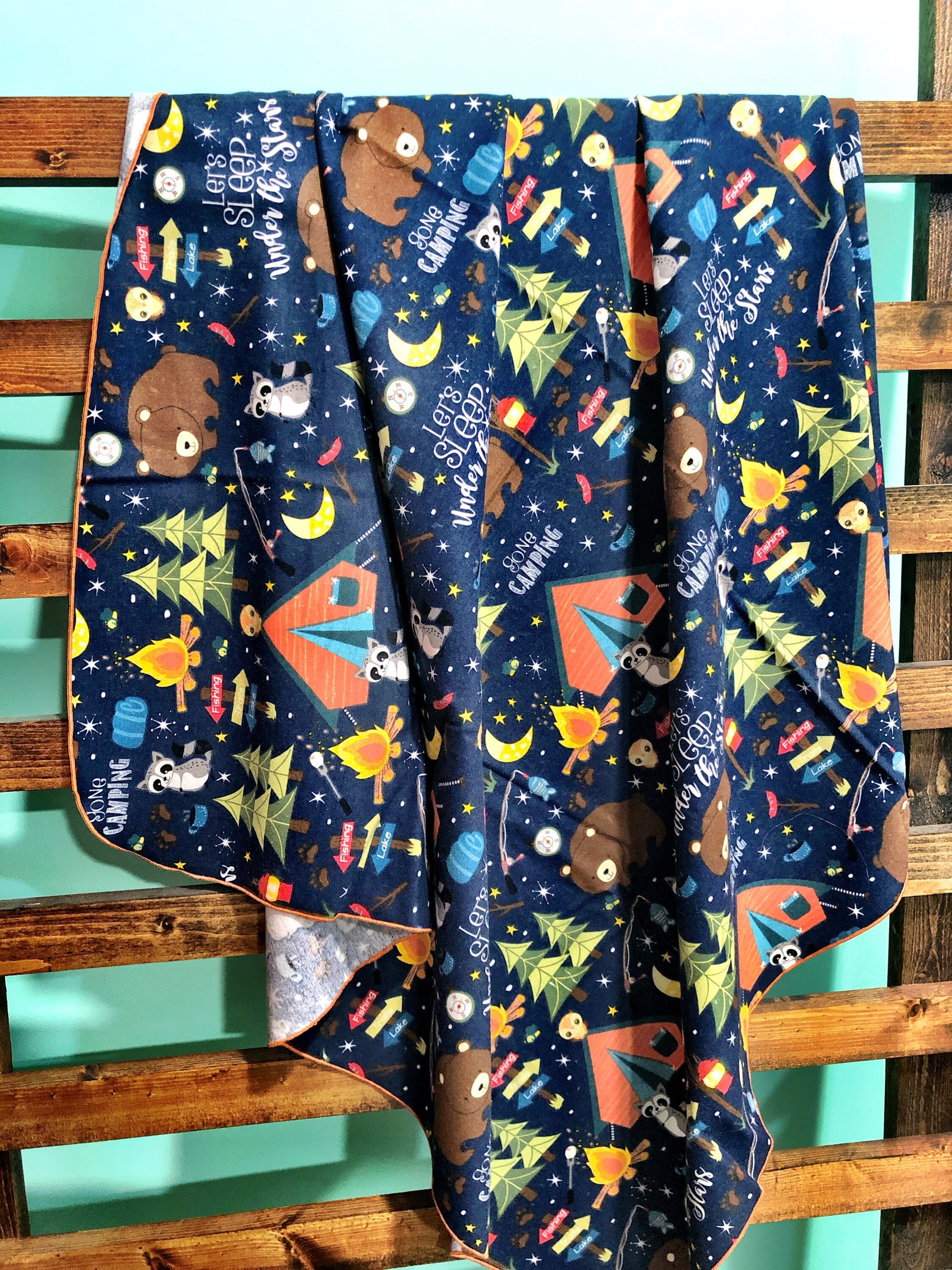 Personalized Camping Minky Blanket Minky Camping Lovey Etsy