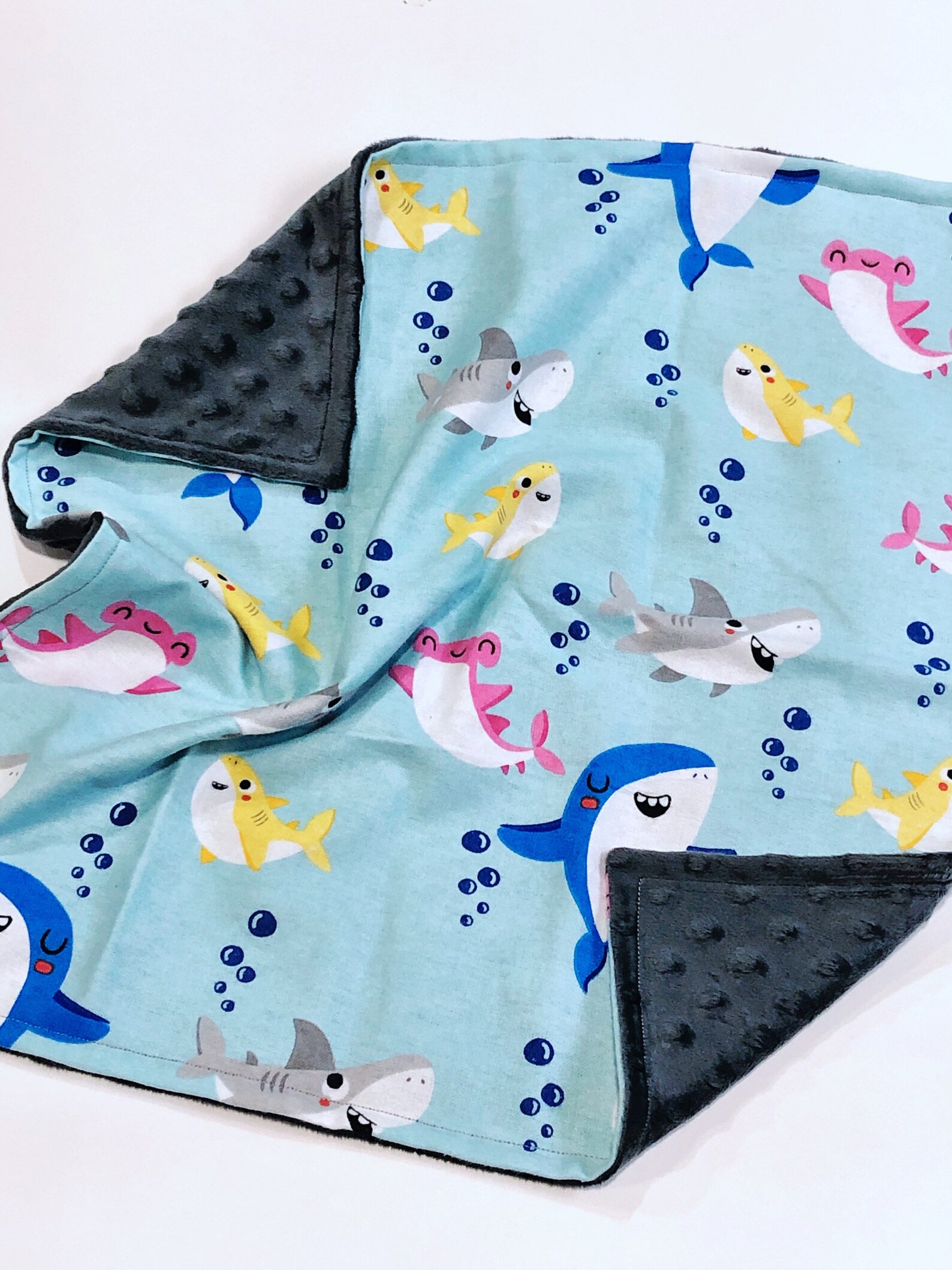 Personalized Shark Minky Blanket Minky Baby Shark Lovey Baby Etsy