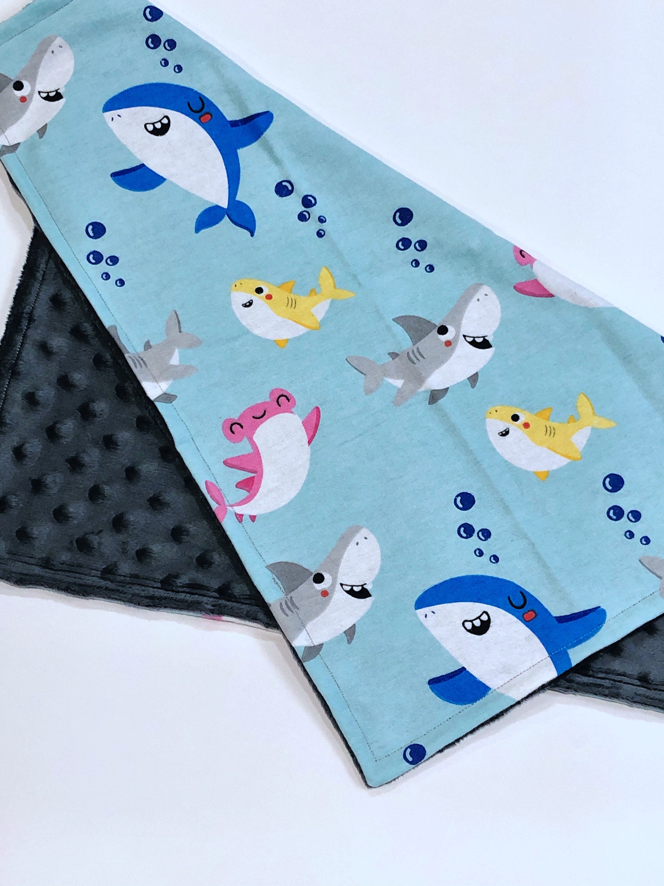 Personalized Shark Minky Blanket Minky Baby Shark Lovey Baby Etsy