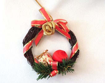 Vintage Grapevine Wreath Christmas Tree Ornament