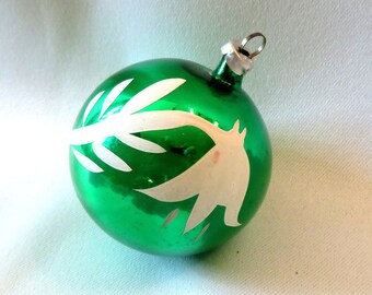 East Germany Hand Painted Tulip Mercury Glass Christmas Ornament 1960s