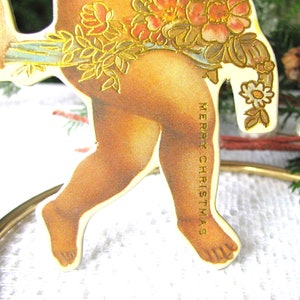 Vintage Victorian Cherub Ornament, Angel Ornament Made of Heavy Die Cut Two Sided Cardboard image 5