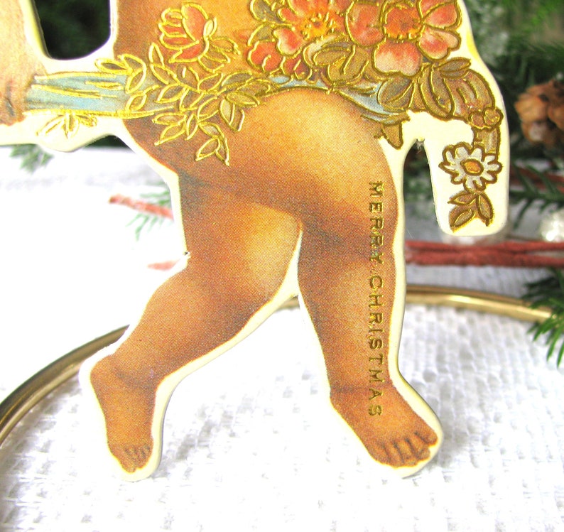 Vintage Victorian Cherub Ornament, Angel Ornament Made of Heavy Die Cut Two Sided Cardboard image 5