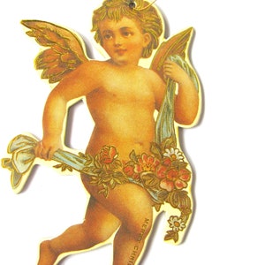 Vintage Victorian Cherub Ornament, Angel Ornament Made of Heavy Die Cut Two Sided Cardboard image 8