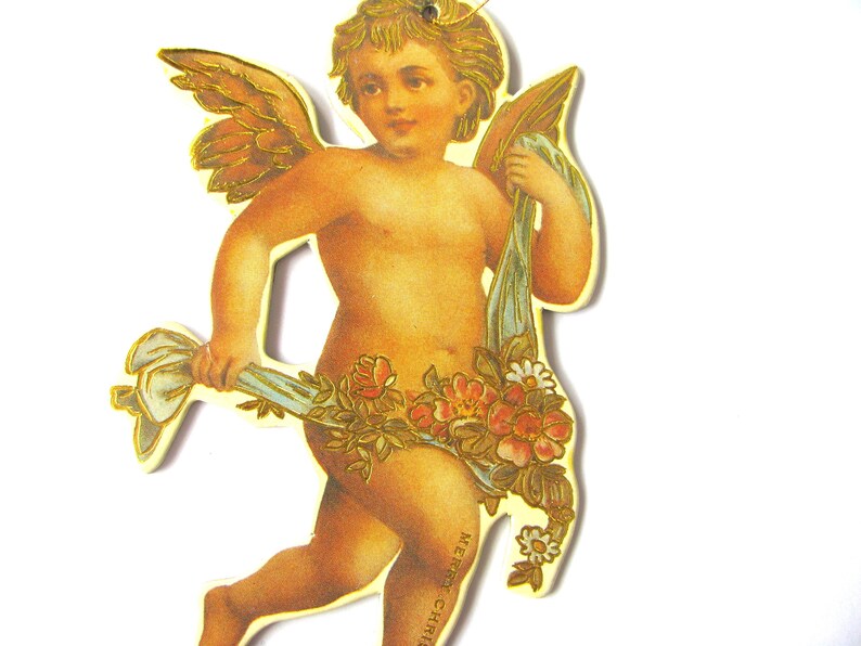 Vintage Victorian Cherub Ornament, Angel Ornament Made of Heavy Die Cut Two Sided Cardboard image 8