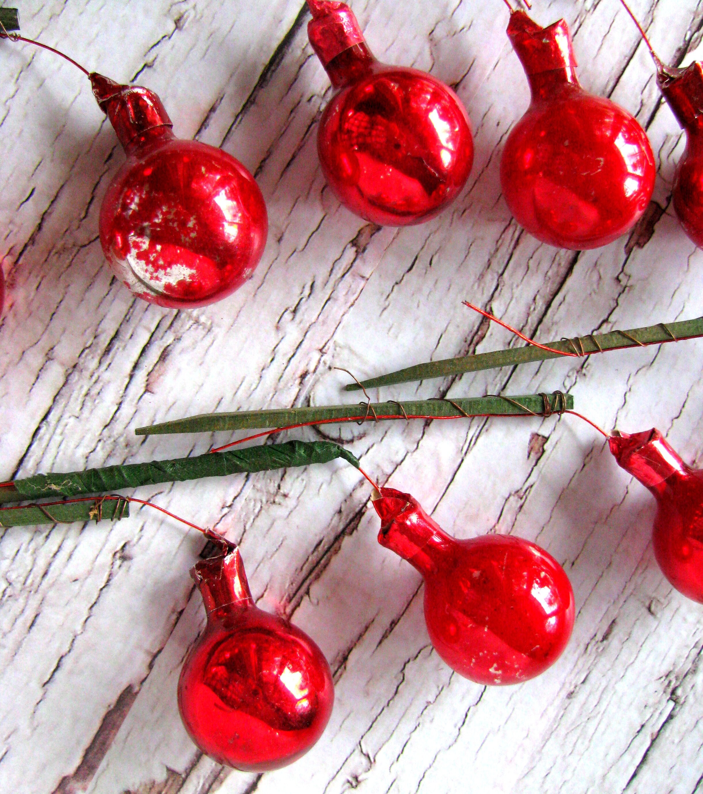 Red Mercury Glass Christmas Ball Picks Set of 14 Etsy Canada