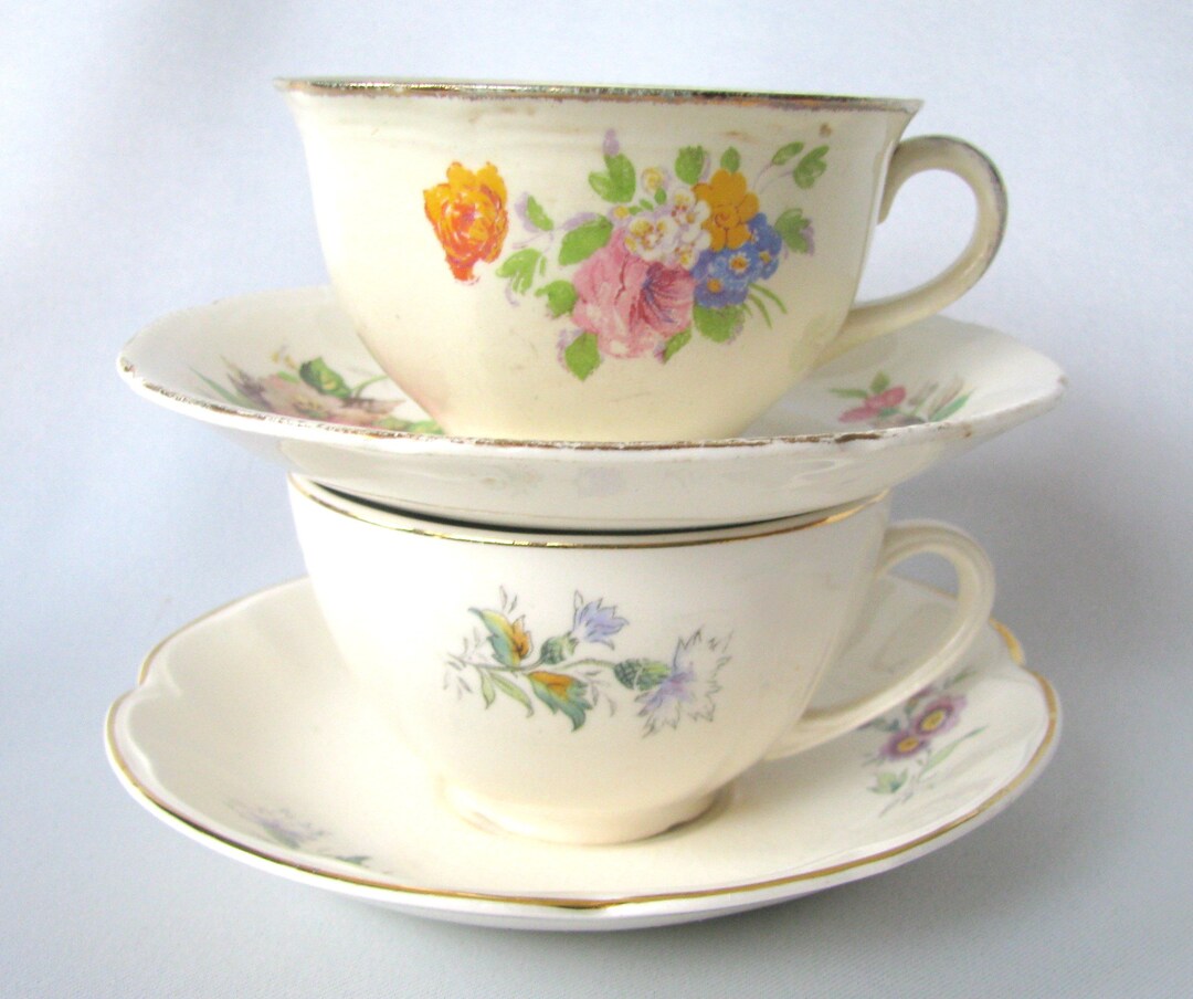 Two Rare Teacup Sets Set of Two Includes Both Rideau Pottery Etsy