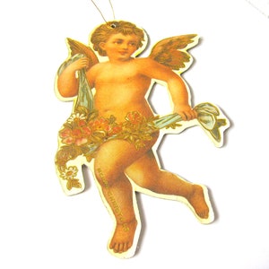 Vintage Victorian Cherub Ornament, Angel Ornament Made of Heavy Die Cut Two Sided Cardboard image 9