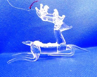 Vintage Sylvestri Hand Blown Glass Reindeer Christmas Ornament