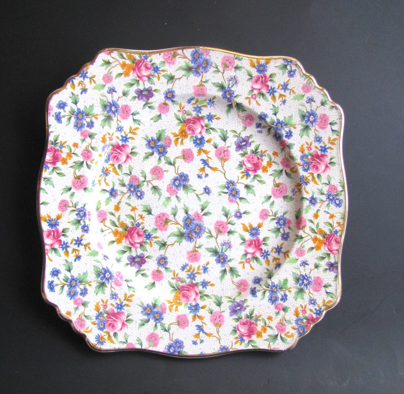 Royal Winton Old Cottage Chintz Luncheon Plate English Rose Etsy