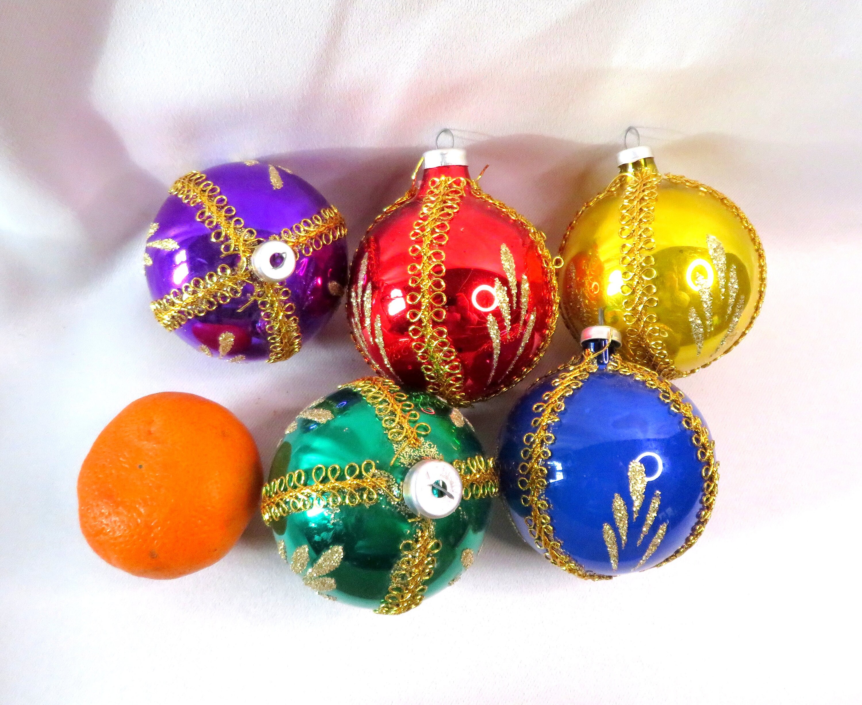 Vintage Hand Painted Glass Christmas Ball Ornaments in Original Box - Etsy