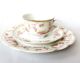 As is - Vintage Handpainted Austria Victoria Tea Cup and Saucer