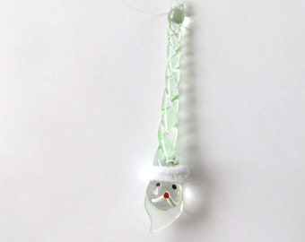 Hand Blown Glass Green Santa Claus Icicle Ornament Glass Icicle Christmas Ornament Glass Santa Claus Ornament