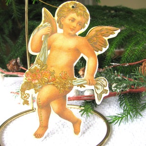 Vintage Victorian Cherub Ornament, Angel Ornament Made of Heavy Die Cut Two Sided Cardboard image 6