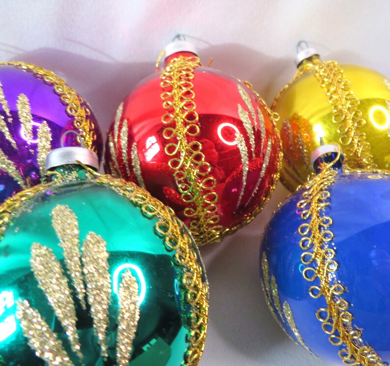 Vintage Hand Painted Glass Christmas Ball Ornaments in Original Box - Etsy
