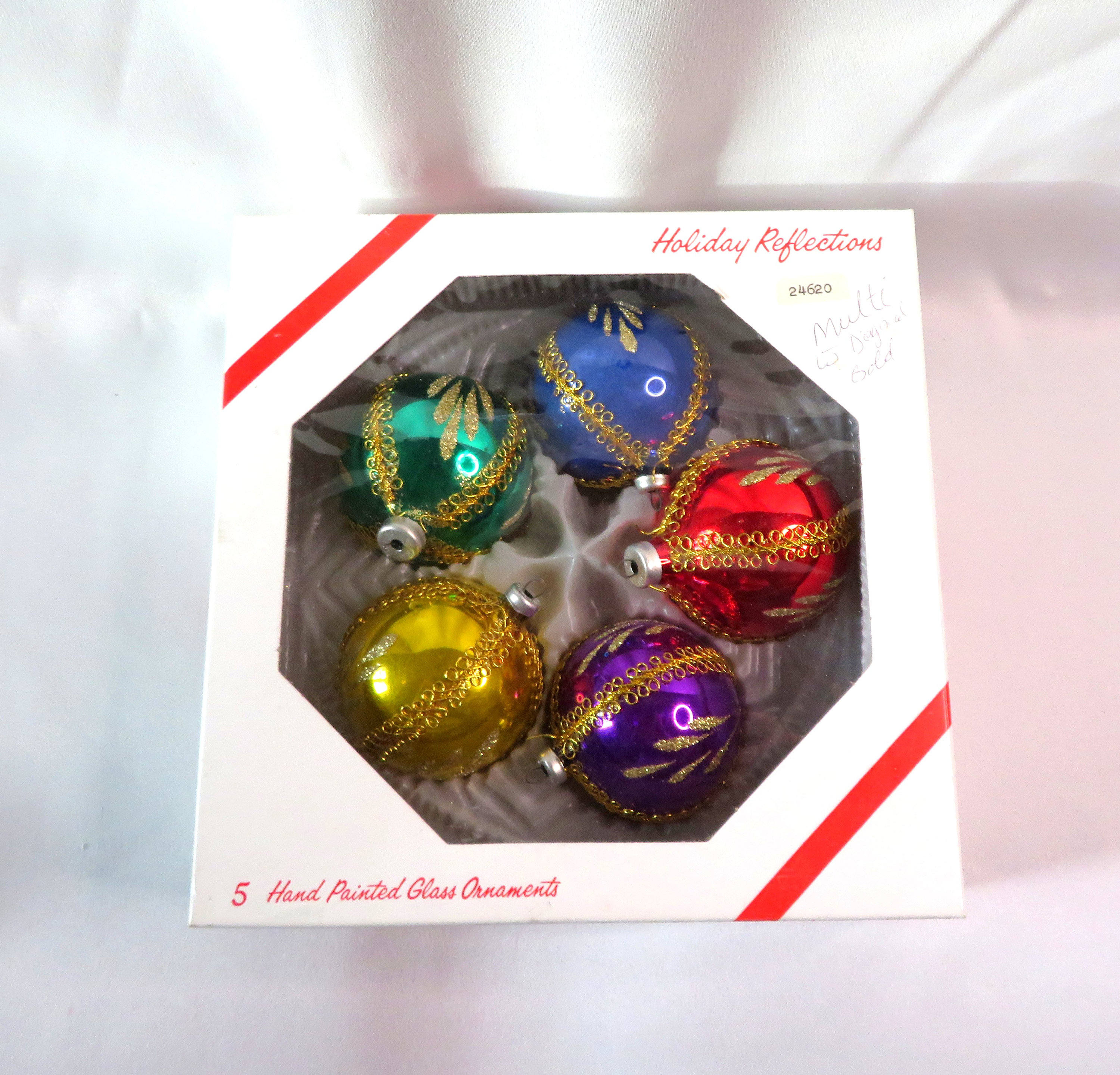 Vintage Hand Painted Glass Christmas Ball Ornaments in Original Box - Etsy