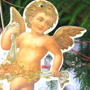 Vintage Victorian Cherub Ornament, Angel Ornament Made of Heavy Die Cut Two Sided Cardboard image 7