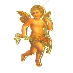 Vintage Victorian Cherub Ornament, Angel Ornament Made of Heavy Die Cut Two Sided Cardboard image 2