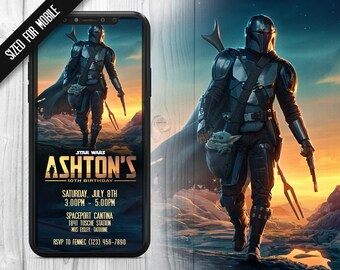 Mandalorian Mobile Invitation - Star Wars Mobile Invitation - Baby Yoda - Grogu - Mando