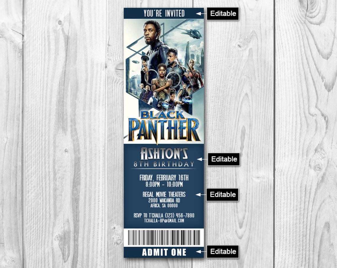 Black Panther Movie Ticket Printable
