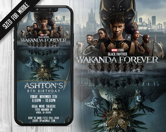 Wakanda Forever Mobile Invitations, Black Panther 2 Invitation, Wakanda Forever Invite, Wakanda Forever Invites, Mobile