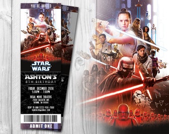 The Rise of Skywalker Movie Ticket Invitations, Episode 9 Star Wars Invitation, Rise of Skywalker Invite, The Rise of Skywalker Invitations