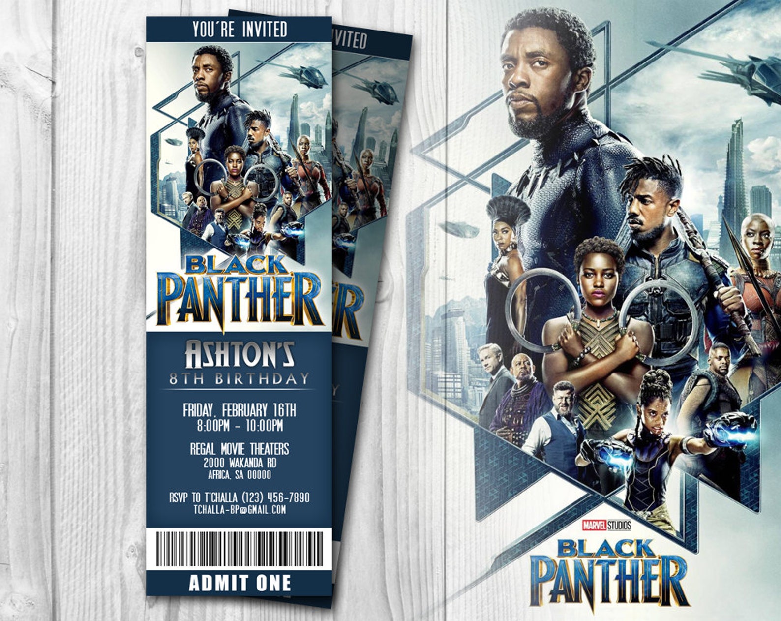 Black Panther Movie Ticket Invitations Black Panther - Etsy