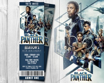 Black Panther Movie Ticket Invitations, Black Panther Invitation, Black Panther Invite, Black Panther Invitations, Black Panther Birthday