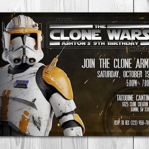 Invitation Star Wars - Invitation Clone Wars - Invitation anniversaire Star Wars - Cody - Cartes de remerciement GRATUITES