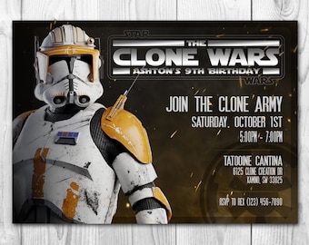 Star Wars Invitation - Clone Wars Invitation - Star Wars Birthday Invitation - Cody - FREE Thank you cards