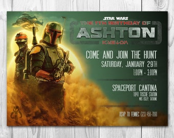 Star Wars Invitation - Boba Fett Invitation - Book of Boba Fett - Bounty Hunter - FREE Thank you cards