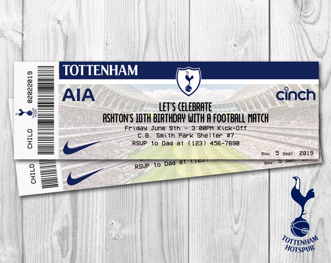 Tottenham Hotspur Invitations, Soccer Invitation, Football Invitation