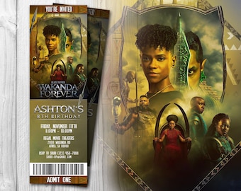 Wakanda Forever Movie Ticket Invitations, Black Panther 2 Invitation, Wakanda Forever Invite, Wakanda Forever Invites
