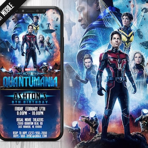 Ant-man Quantumania Mobile Invitations, Ant-man 2 Invitation, Ant-man Invite, Antman Invites, Antman
