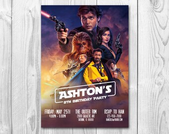 Solo Movie Invitations, Star Wars Invitation, Solo Invite, Solo Invitations, Solo Birthday Invitations, Star Wars Story, FREE thank you card