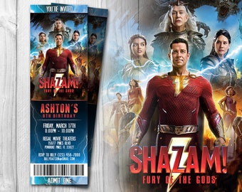 Shazam! Fury of the Gods Movie Ticket Invitations, Shazam Invitation, Shazam Invite, Shazam 2 Invites, Shazam!