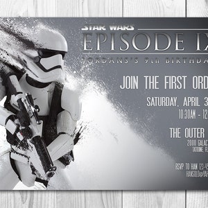 Star Wars Invitation - Stormtrooper Invitation - Star Wars Birthday Invitation - The Force Awakens - FREE Thank you cards