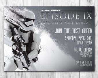 Star Wars Invitation - Stormtrooper Invitation - Star Wars Birthday Invitation - The Force Awakens - FREE Thank you cards