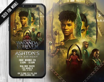 Wakanda Forever Mobile Invitations, Black Panther 2 Invitation, Wakanda Forever Invite, Wakanda Forever Invites, Mobile