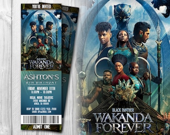 Wakanda Forever Movie Ticket Invitations, Black Panther 2 Invitation, Wakanda Forever Invite, Wakanda Forever Invites
