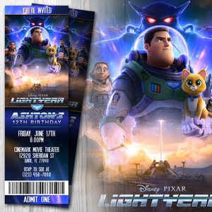 Lightyear Movie Ticket Invitation, Lightyear Invitation, Lightyear Invite, Lightyear, Birthday