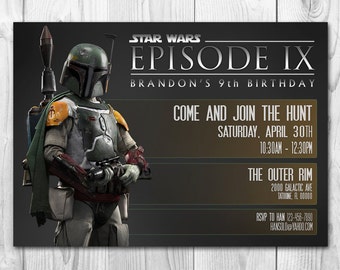 Star Wars Invitation - Boba Fett Invitation - Star Wars Birthday Invitation - Bounty Hunter - FREE Thank you cards