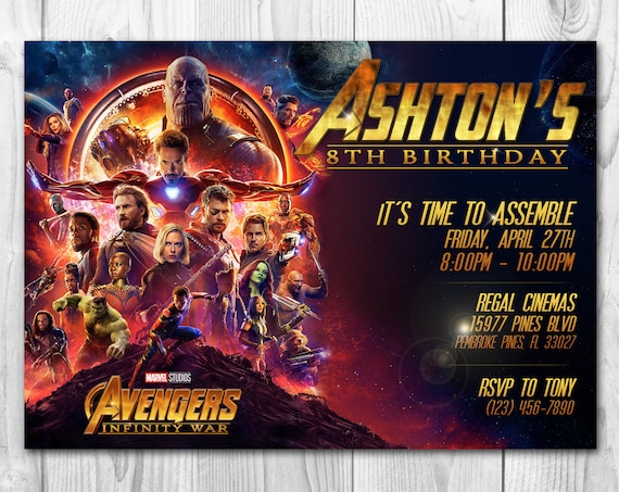 Avengers Infinity War Invitation Avengers Invitation | Etsy