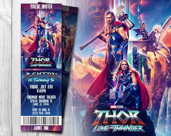 Thor Love and Thunder Movie Ticket Invitation, Thor Love and Thunder Invitation, Thor Love and Thunder Invite, Birthday