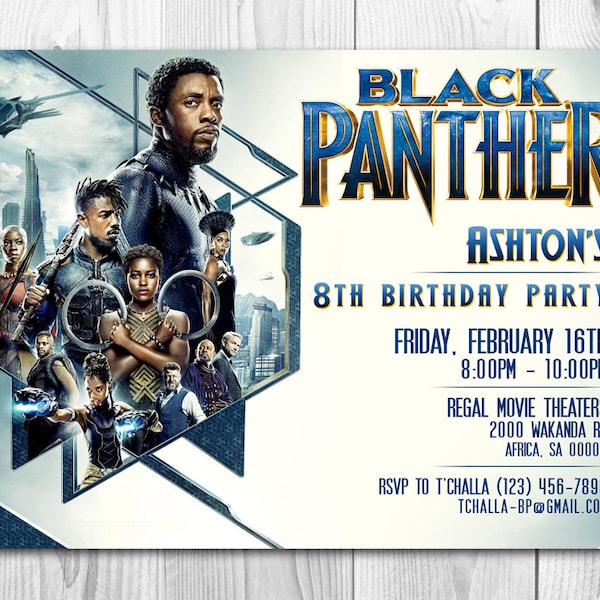 Black Panther Movie Invitations, Black Panther Invitation, Black Panther Invite, Black Panther Invitations, Free Thank You Cards