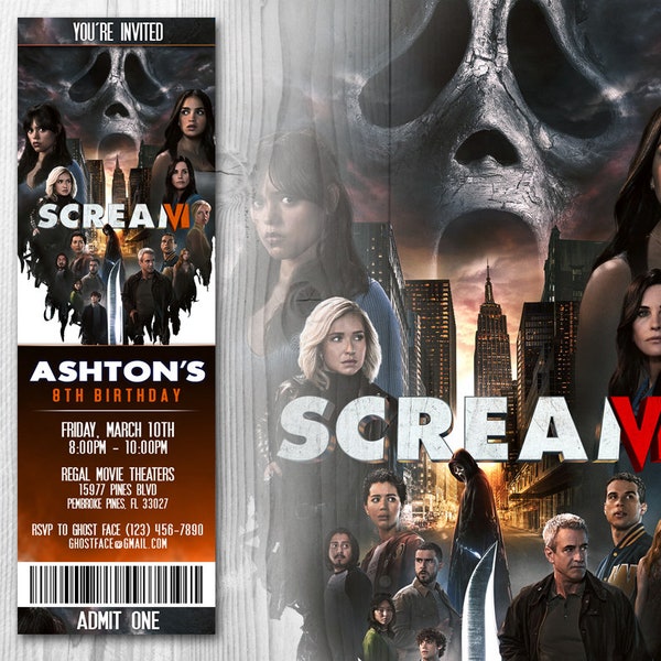 Scream Movie Ticket Invitations, Scream 6 Invitation, Scream Invite, Scream VI Invites, Scream VI