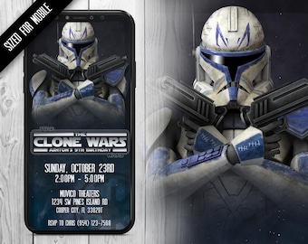 Star Wars Invitation - Clone Wars Mobile Invitation - Captain Rex - Mobile