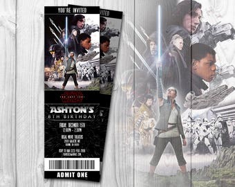 The Last Jedi Movie Ticket Invitations, Movie Ticket Invite, Last Jedi Invite, The Last Jedi Invitations, Last Jedi Birthday Invitations